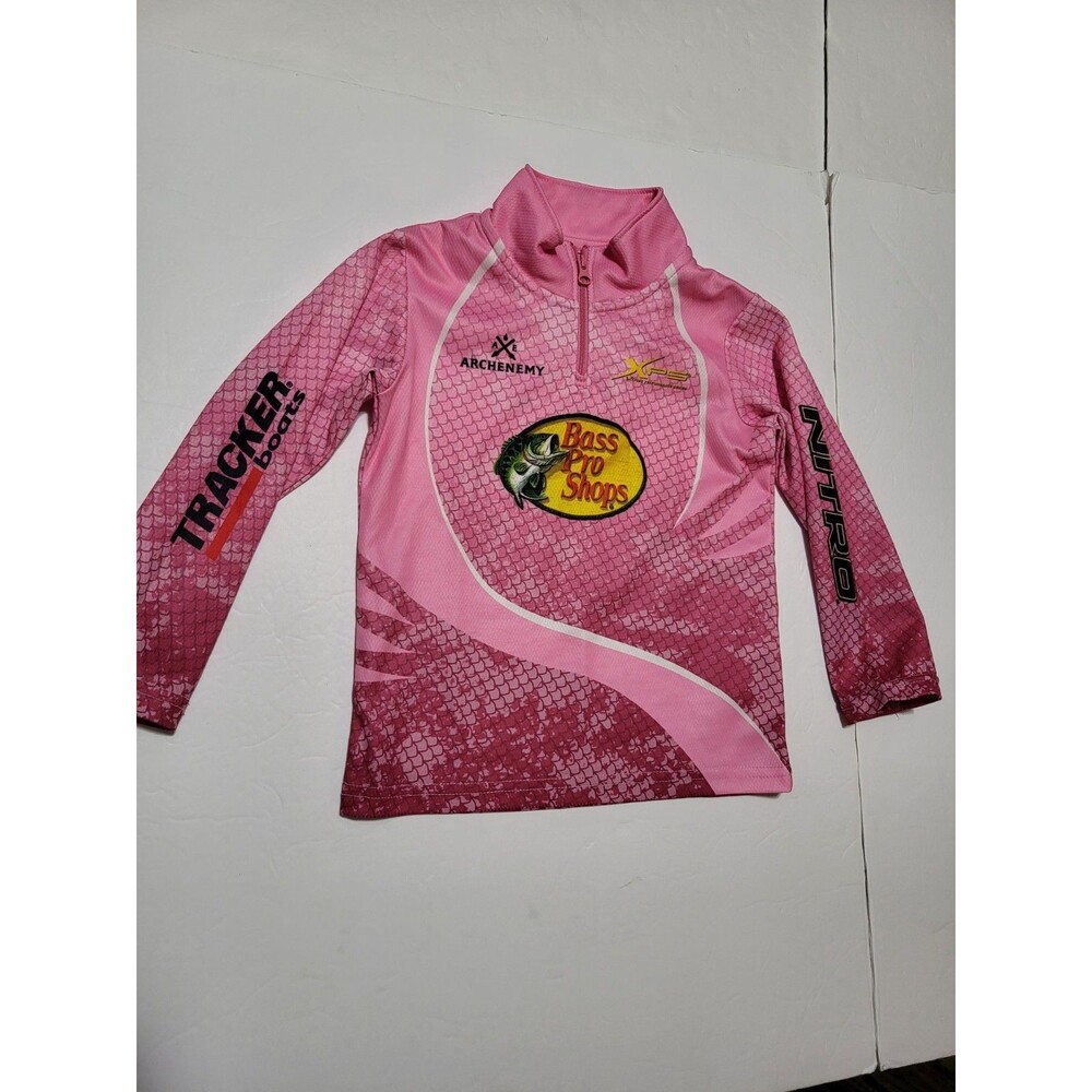 (#16) Bass Pro Shops 3T long Sleeve 1/4 Zip Pullover Shirt Pink